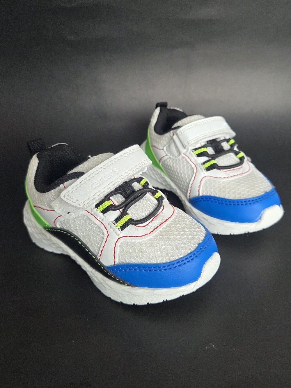 Carter's Sawyer Athletic White Sneakers with Blue & Green Accent - Size 5 Infant